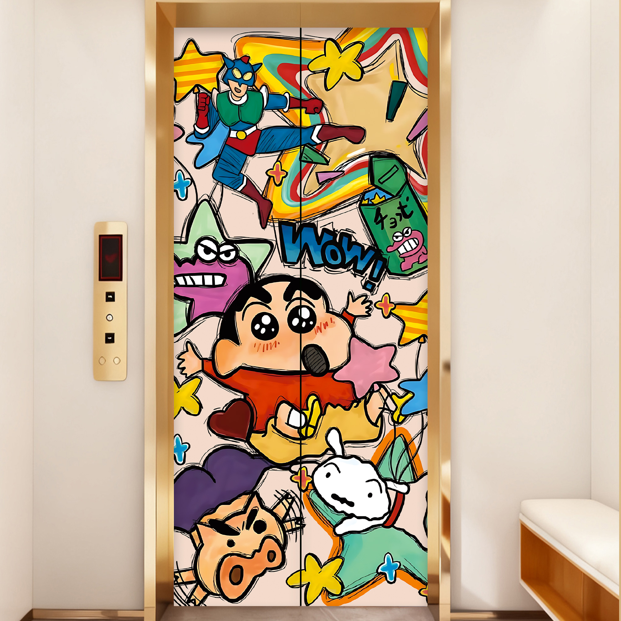 电梯门贴纸入一梯一户装饰画