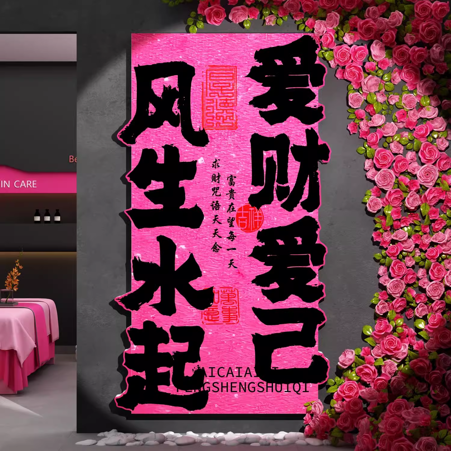 网红打卡墙拍照区布置美容院装饰