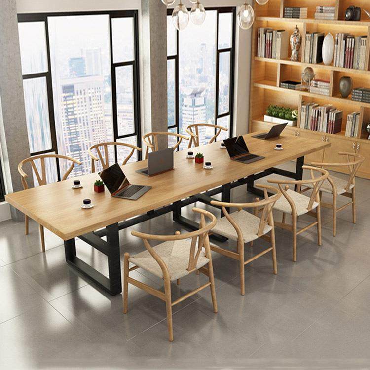 简约现代实木办公桌公司大型培训会议室办公桌椅组合家用工作书桌