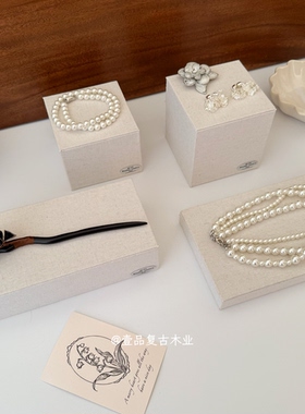 珠宝展示盘陈列布艺展示架亚麻直播饰品拍照道具项链耳饰首饰架