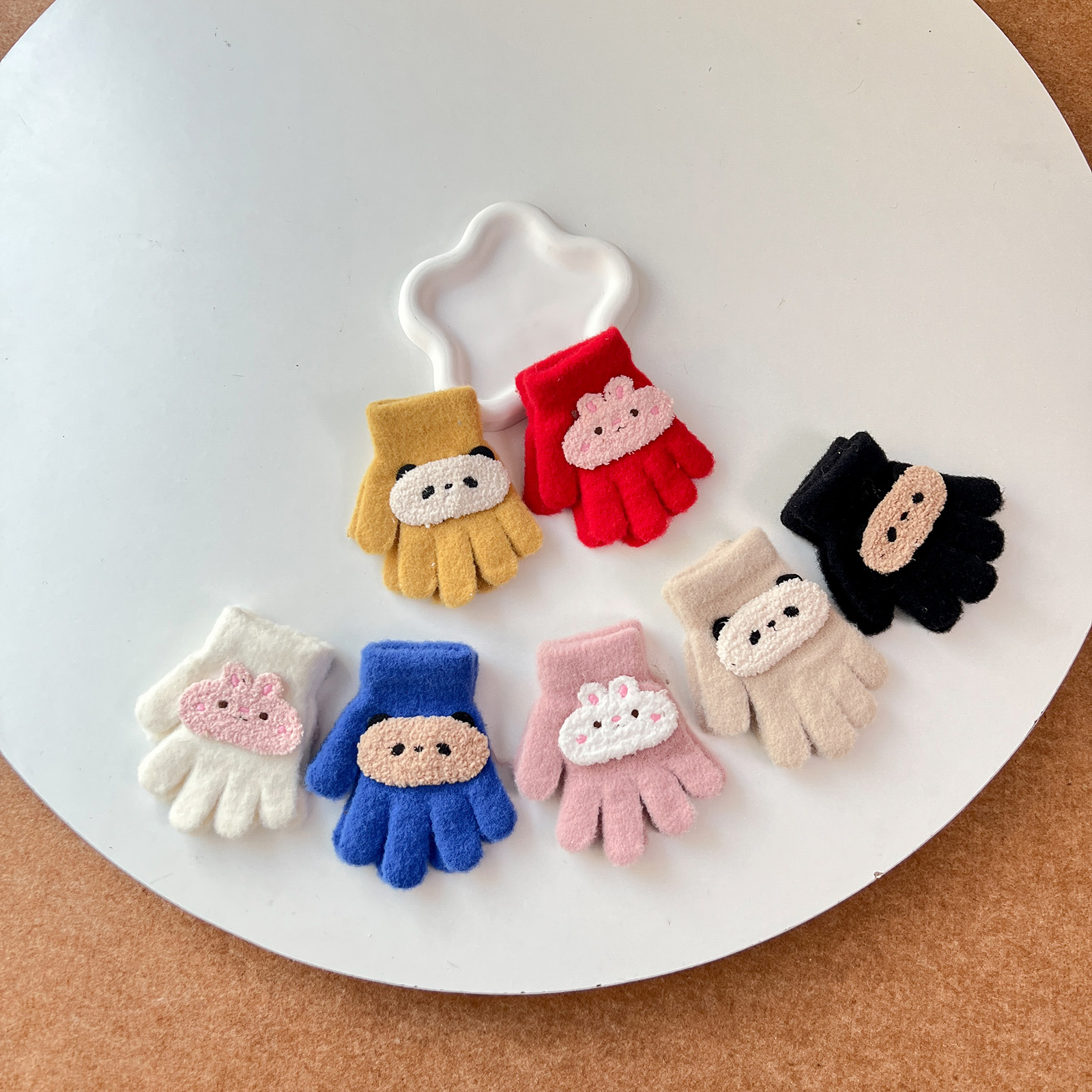 宝宝手套秋冬季男女童户外保暖卡通可爱超萌韩版五指儿童分指手套