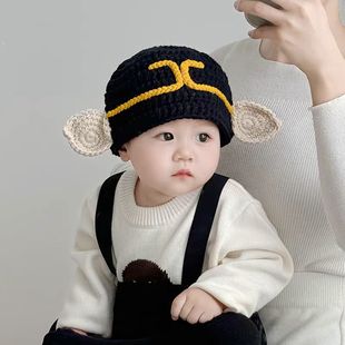 可爱猪八戒搞怪悟空针织套头帽男女宝宝保暖毛线帽儿童帽子秋冬季