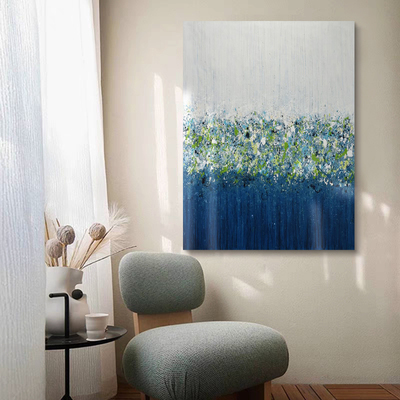 HW.piant原创手绘油画《雨泽生息》侘寂风书房高档装饰手工艺术画