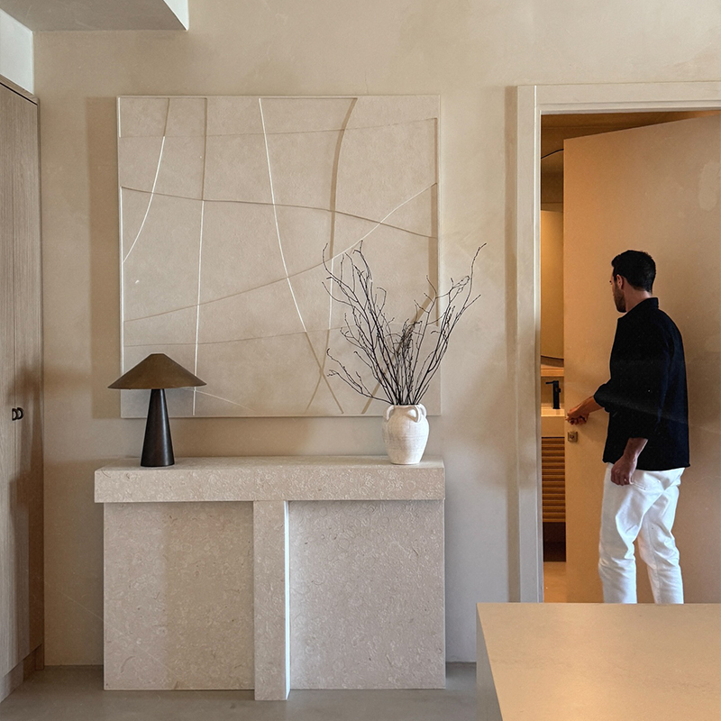 HW.piant原创手绘《静隅织光》客厅样板间木雕画玄关立体艺术挂画