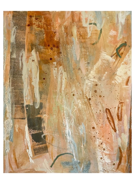 HW.paint原创手绘《流年遥》玄关竖版挂画手工抽象客厅油画装饰画