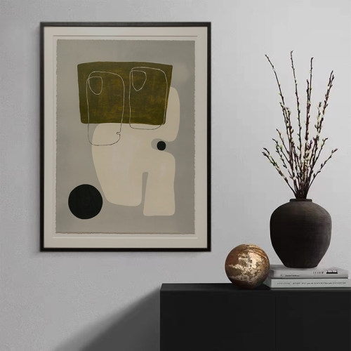 HW.ART手绘油画《青颜》侘寂风客厅装饰挂画玄关手工简约餐厅壁画