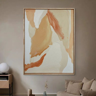 美好时光 HW.paint原创手绘 侘寂风油画客厅极简风抽象玄关挂画