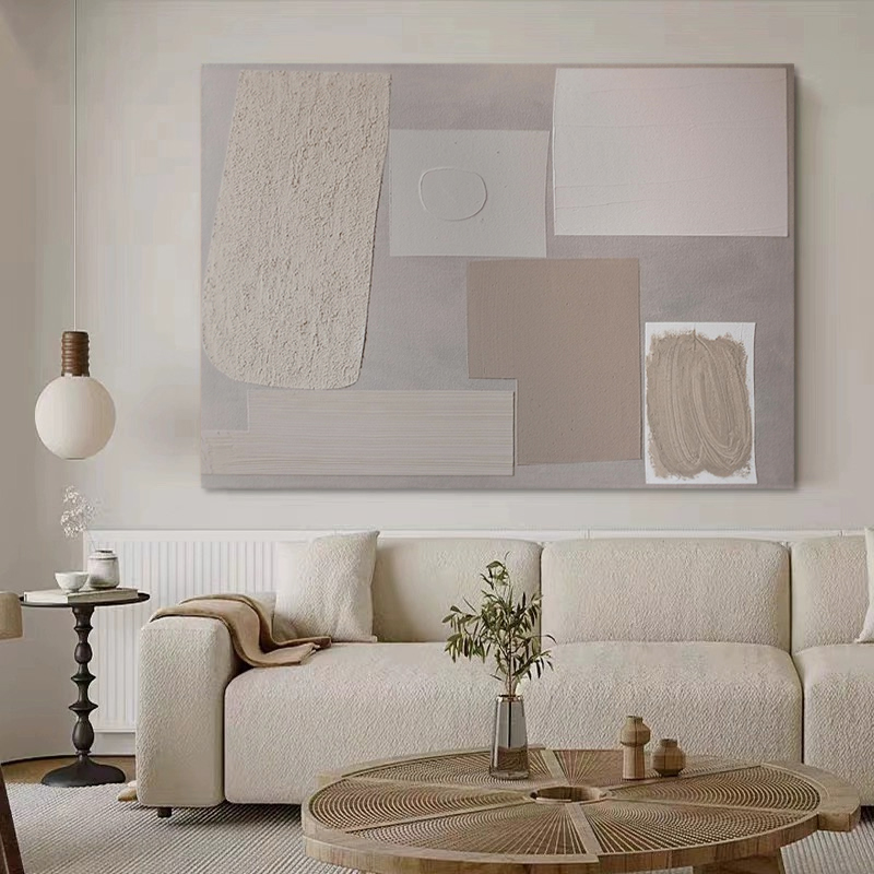 HW.ART纯手绘油画《赴补》玄关侘寂风装饰画客厅抽象挂画简约手工