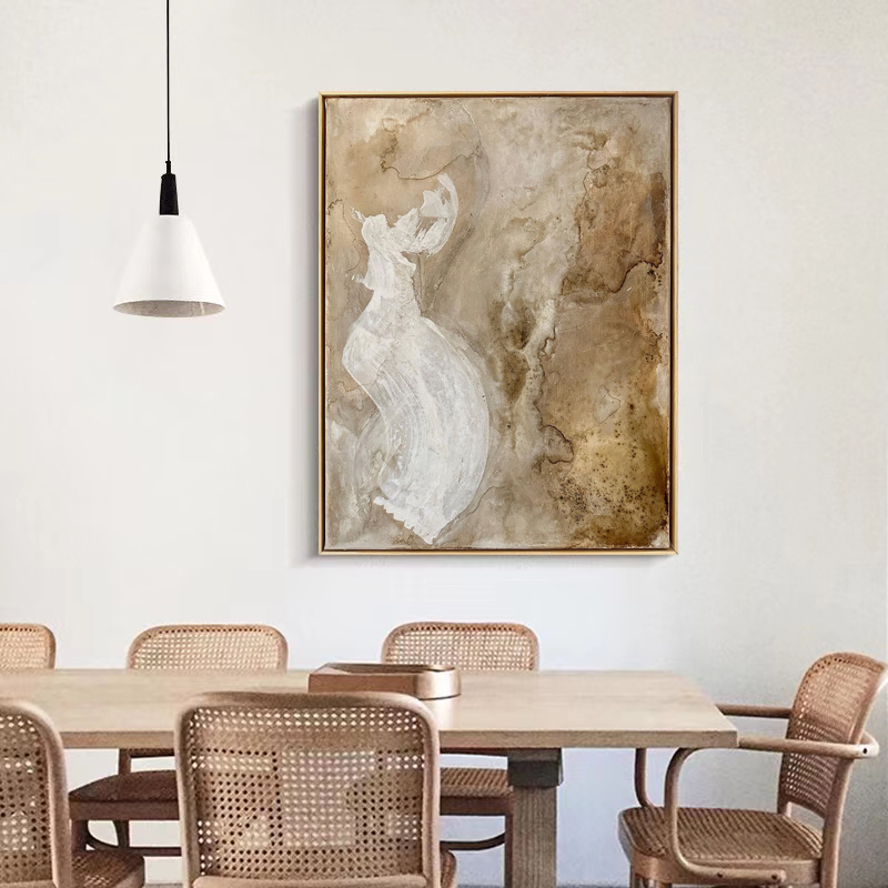 HW.piant原创手绘《如花在野》侘寂风挂画客厅感玄关装饰画肌理画