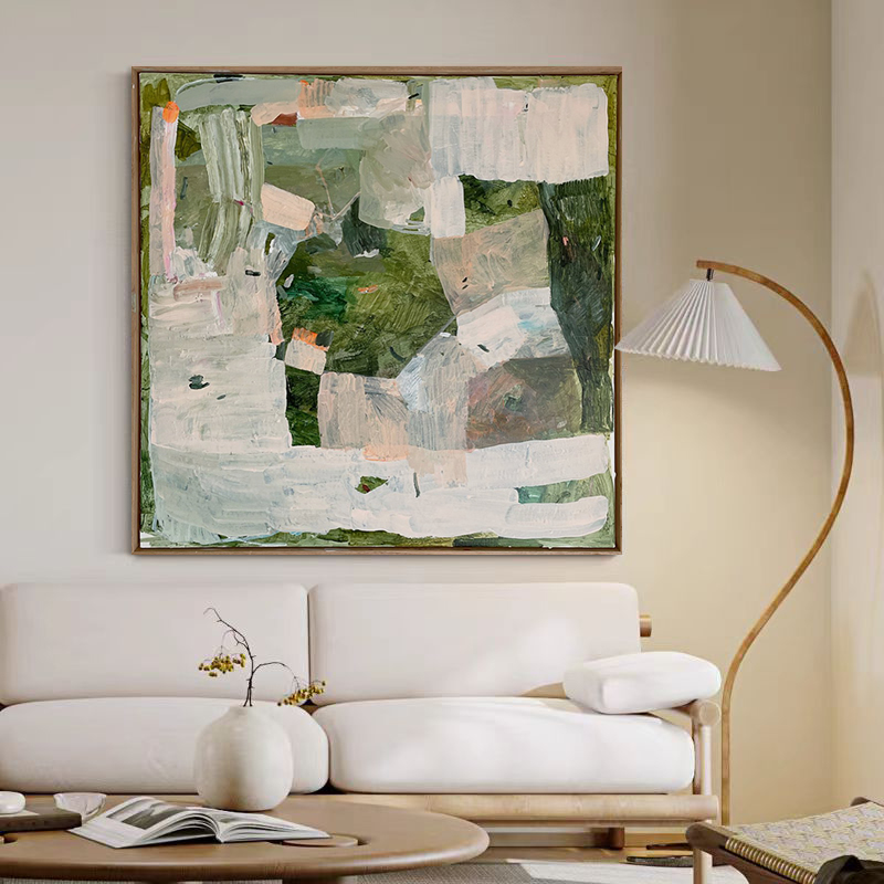 HW.ART手绘油画《生激》侘寂风挂画手工沙发背景墙客厅装饰立体画图片