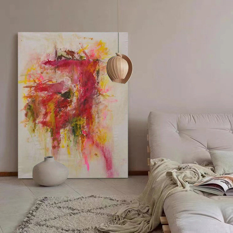 piant原创手绘《红高粱》赤贫风纯手工客厅肌理装饰油画挂画