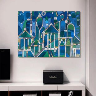 HW.ART纯手绘油画《万家灯火》侘寂风餐厅艺术高档画玄关装饰挂画