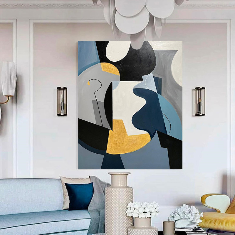 piant原创手绘《时光笔墨》侘寂风客厅几何抽象装饰画艺术油画