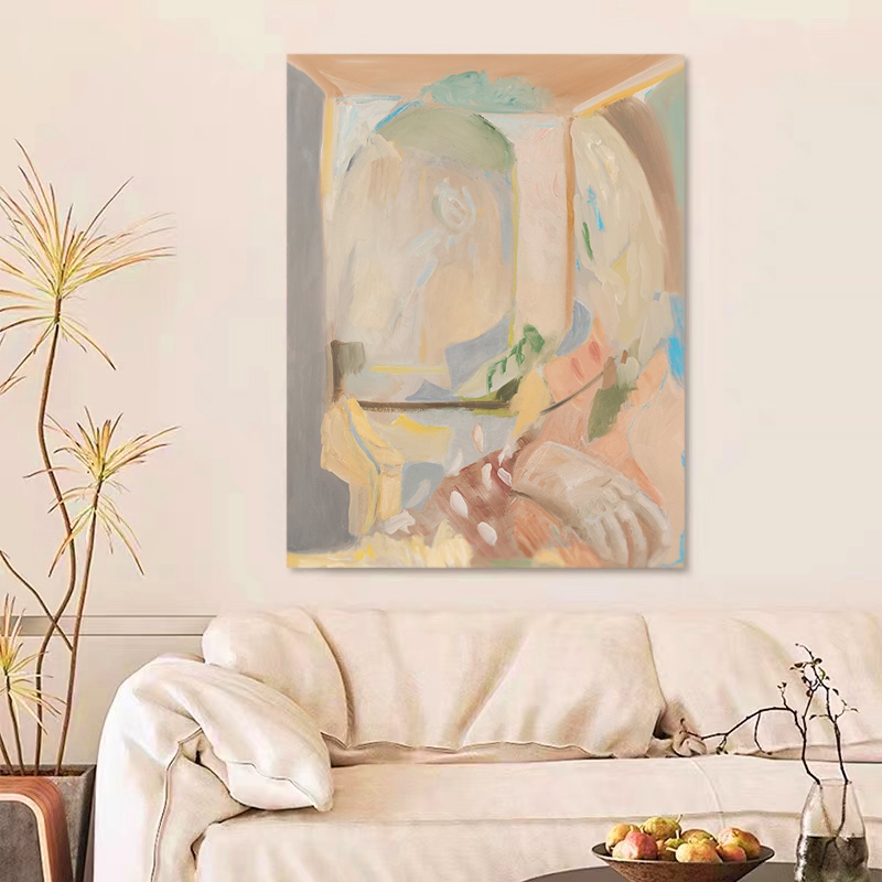 HW.ART纯手绘油画《点滴温暖》玄关侘寂风装饰画客厅抽象挂画手工