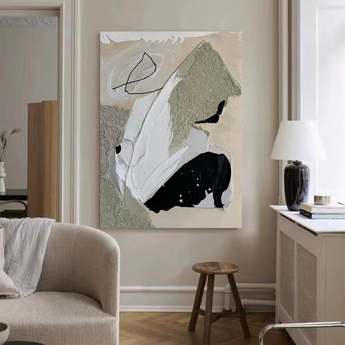 手绘客厅装饰画侘寂风