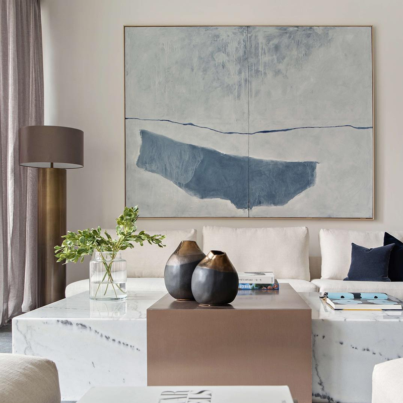 HW.ART手绘油画《终羡》卧室侘寂风装饰画餐厅简约挂画客厅抽象画