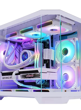 玩嘉梦想家白色电脑机箱台式机M-ATX主板鱼缸海景房360水冷ITX