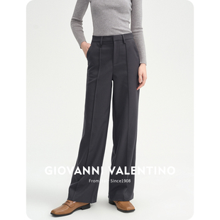 2025春夏新品 GIOVANNI VALENTINO時尚 通勤女休閑褲 女 老錢風闊腿褲