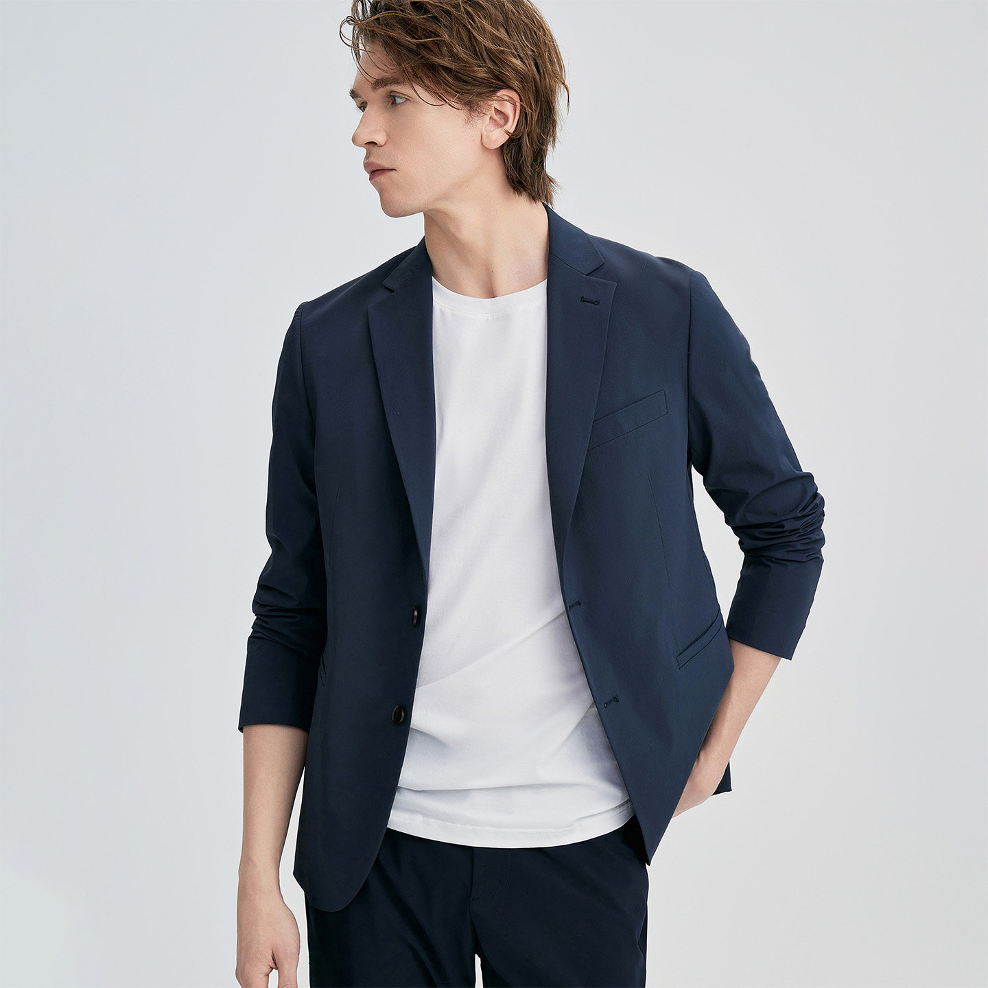GIOVANNI VALENTINO春秋季男士平驳领西服商务休闲长袖西装外套