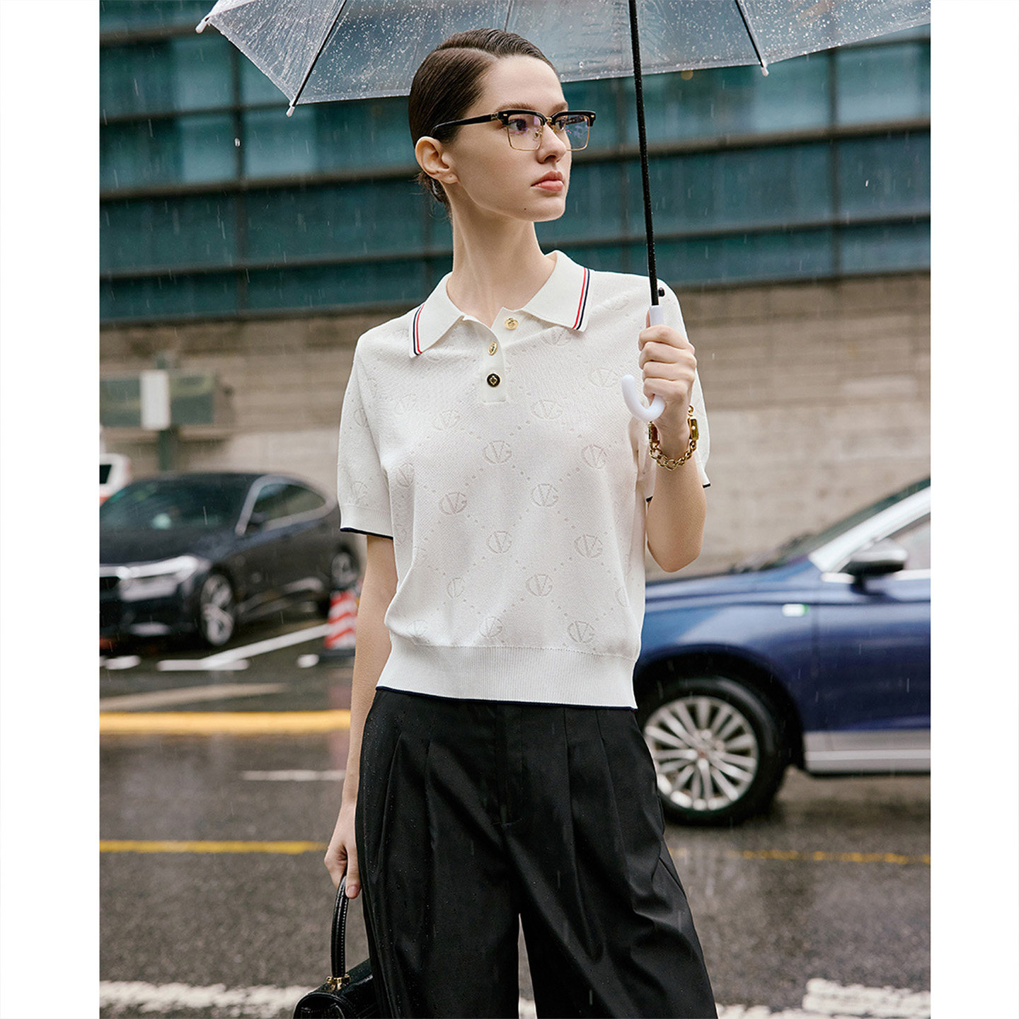 GIOVANNI VALENTINO夏季薄款POLO衫女休闲设计感简约翻领短袖T恤,女装/女士精品,POLO衫,淘宝优惠券,粉丝福利购,淘宝优惠卷