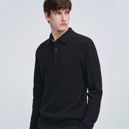 卓凡尼·华伦天奴翻领绞花毛衣