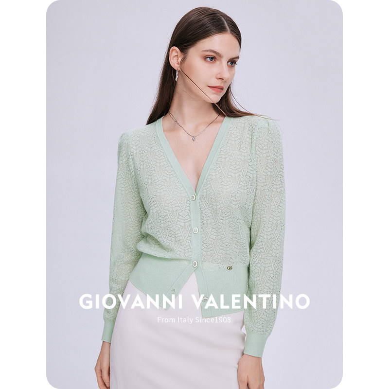 GIOVANNI VALENTINO宽松V领毛衣女2025早春新
