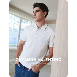 短袖 GIOVANNI 男士 VALENTINO夏季 休闲翻领T恤 针织保罗白色POLO衫