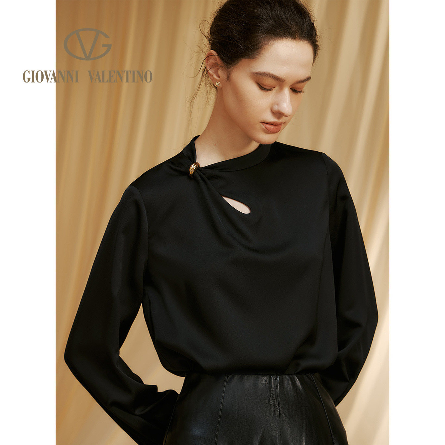 GIOVANNI VALENTINO秋新品长袖T恤女士设计感通勤休闲衬衫上衣