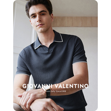 GIOVANNI VALENTINO男士V领针织POLO衫休闲商务翻领短袖T恤夏季款