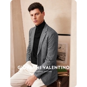 VALENTINO休闲千鸟格西装 GIOVANNI 外套男商务便西服春款 羊毛