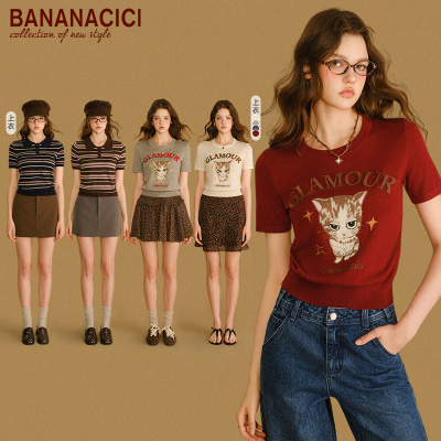 【所有女生的衣橱直播间】BANANA CICI猫咪绣花/POLO领针织衫