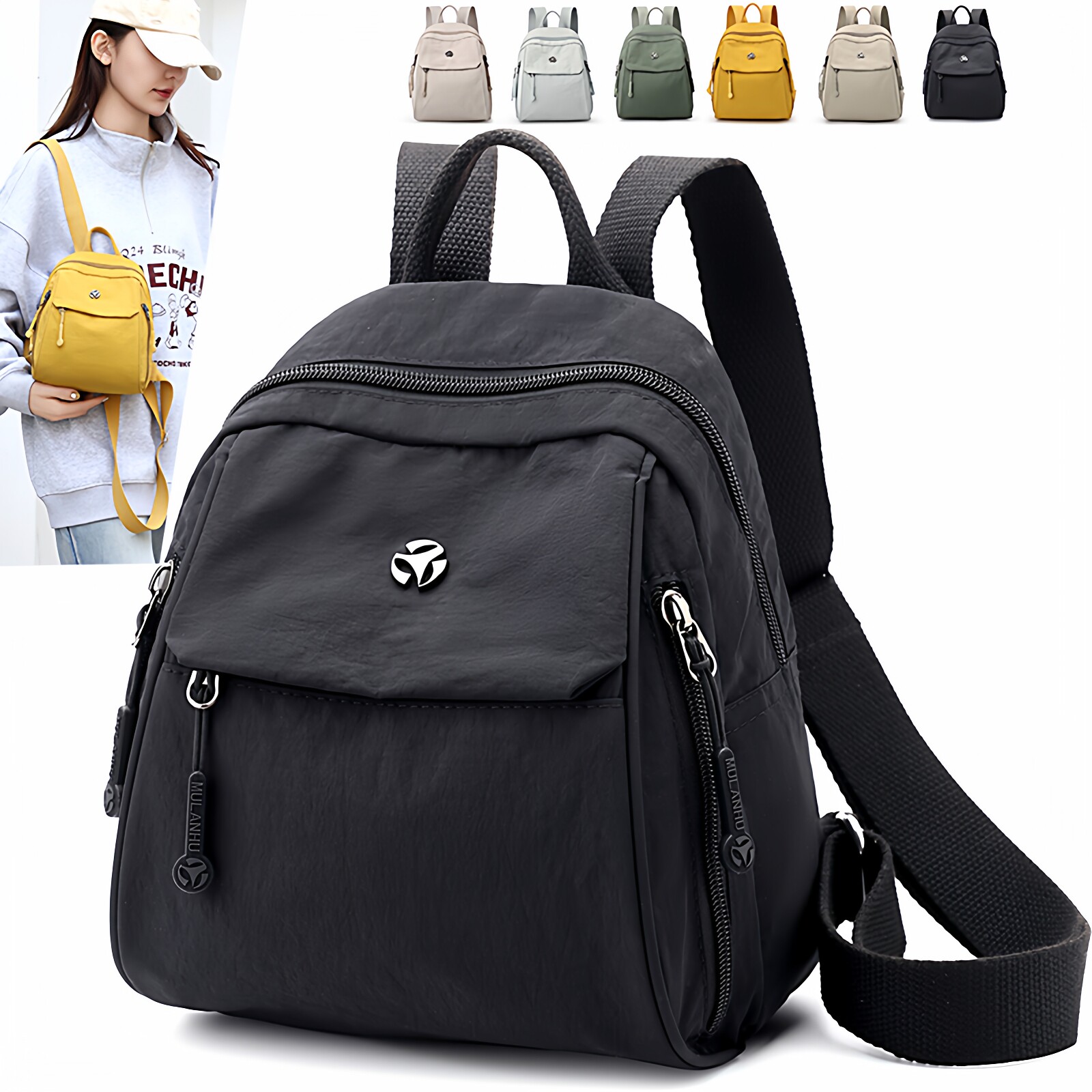 新款牛津布时尚轻便纯色双肩手提小背包休闲旅行百搭女士双肩包