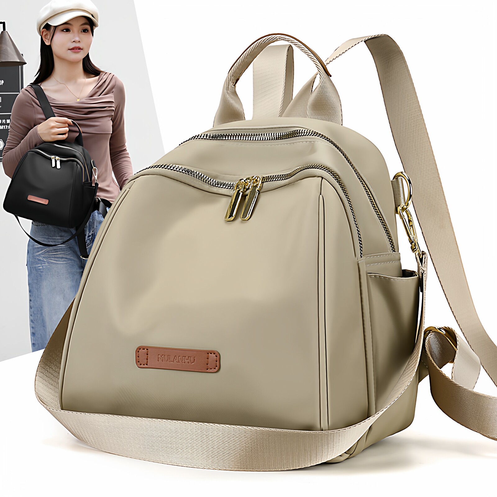 牛津布双肩包两用包包女新款轻便单肩包手提布包旅行背包小包包