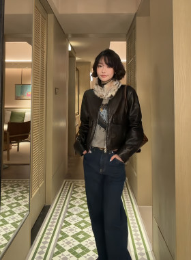 佟小白口袋牛棉质复古直筒牛仔裤女秋季水洗弹力中高腰显瘦长裤