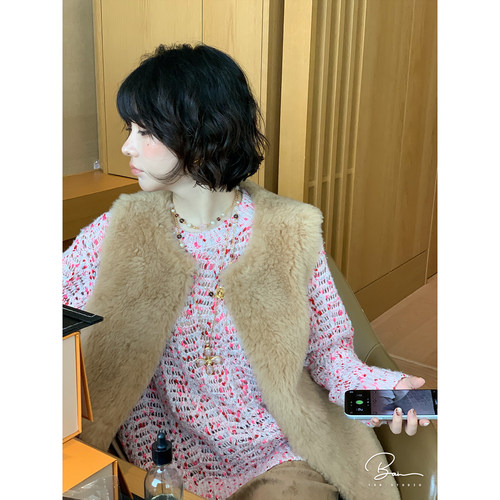 佟小白定制山羊绒钩花女毛衣