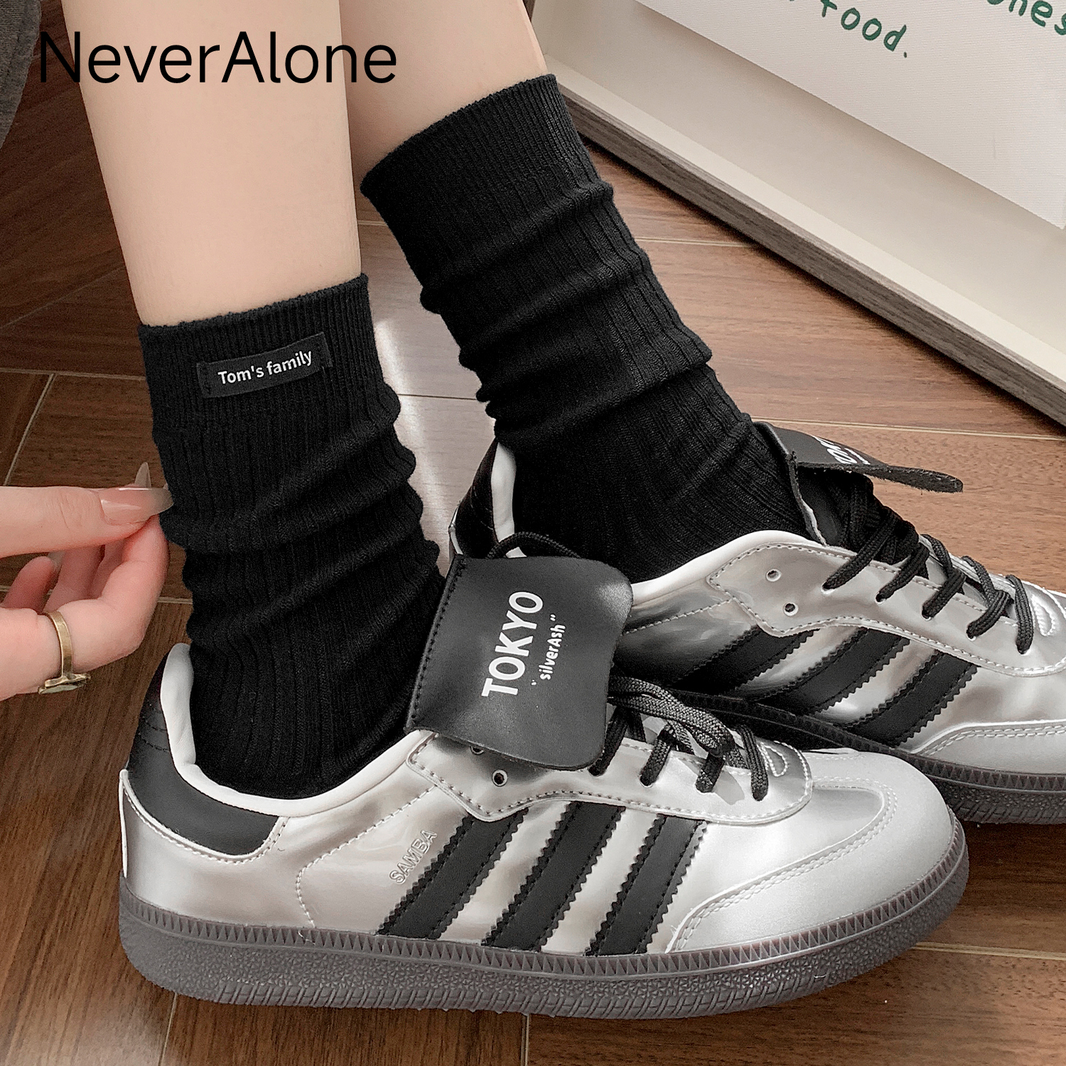 袜子女夏季薄款堆堆袜布标