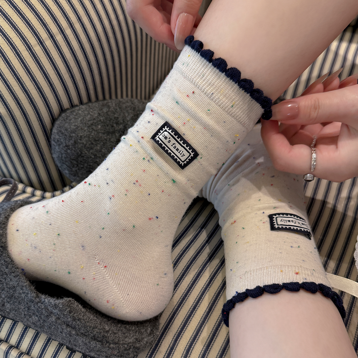 点子纱袜子女夏季薄款堆堆长袜