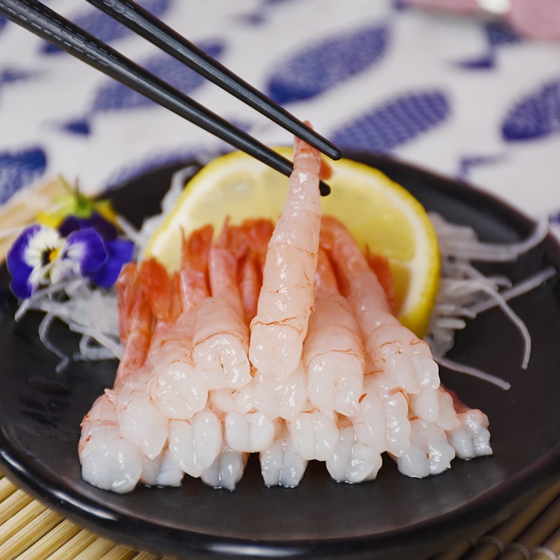 去头甜虾90尾北极虾去头去壳新鲜刺身拼盘即食冰鲜日料寿司食材料