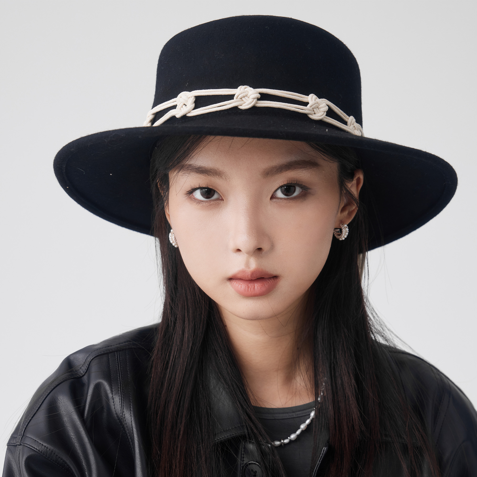 打花羊毛平顶礼帽英伦复古风