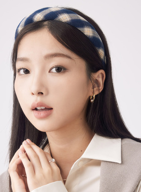 clásico秋冬蓝白格纹气质百搭头箍新款百搭发卡学院风头饰