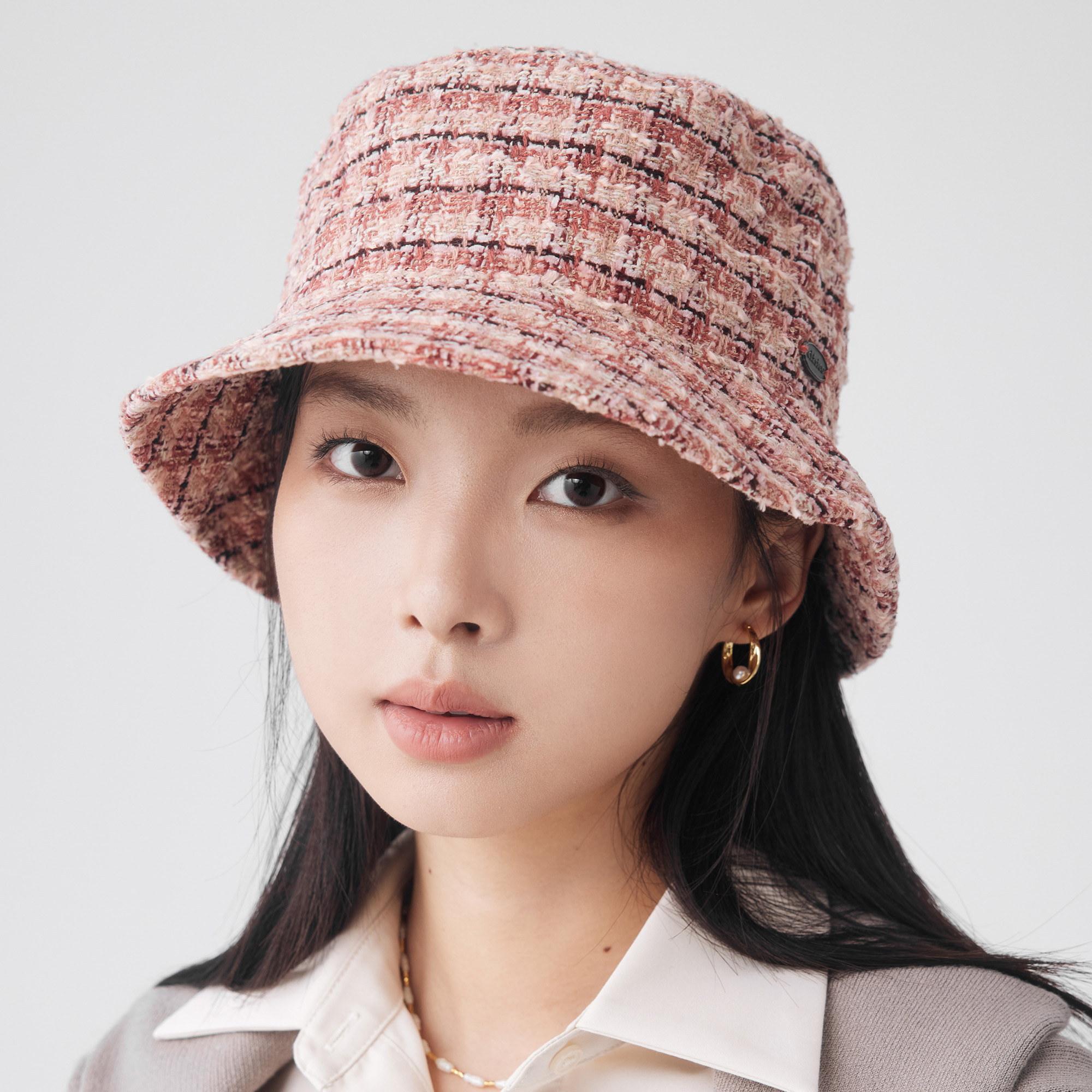 粗花呢平顶百搭渔夫帽