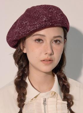 clásico雪花羊毛贝雷帽百搭八角画家帽红色复古秋冬保暖高级感