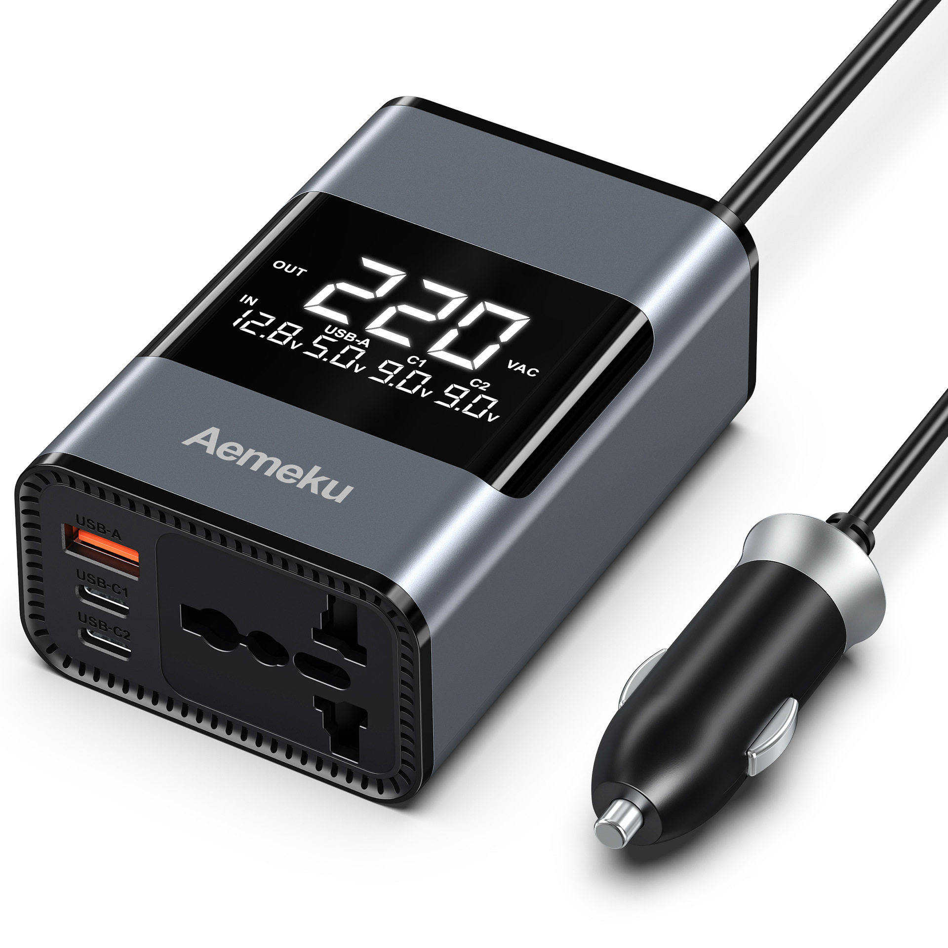 热销超迷你特斯拉专用大屏数显200W车载逆变器Aemeku/爱米