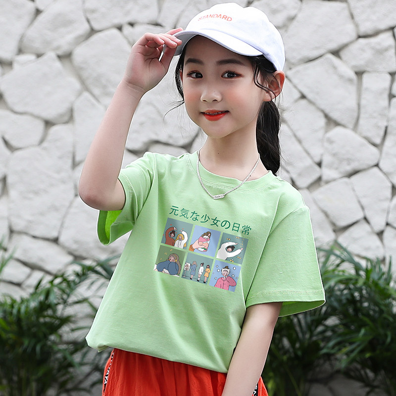童装女童短袖T恤中大童宝宝夏季纯棉宽松休闲上衣洋气儿童夏装潮