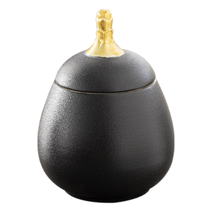 高档黑陶描金茶叶罐密封存储罐家用陶瓷存茶罐防潮茶仓小茶叶罐子