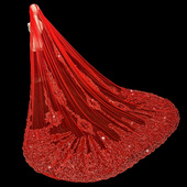 大拖尾头纱秀禾服头纱配饰 婚礼长款 2025新款 红色古风复古头纱中式