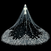 新娘结婚主婚纱头纱超仙森系长款 大拖尾酒店婚礼亮片头纱婚纱拍摄