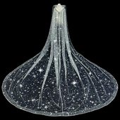 新娘结婚帽子披风式 头纱闪闪喷金长拖尾头纱婚纱摄影道具婚纱配饰