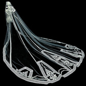 新娘结婚主婚纱头纱超仙森系韩式 长款 大拖尾一圈蕾丝花边头纱头饰