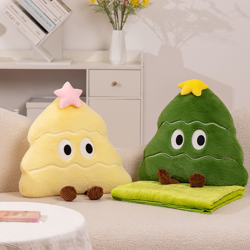 圣诞树抱枕被子两用毯子二合一办公室午睡折叠靠枕头汽车用空调三